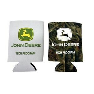 2 JOHN DEERE Foam Can Koozies - John Deere Tech Team Camo & White